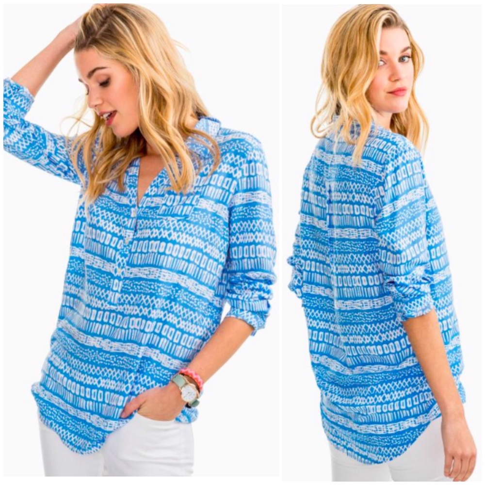 Southern Tide Casey Island Batik Tunic Henley Top